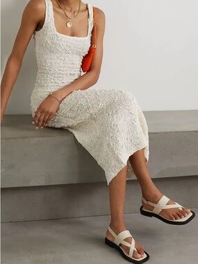 NWOT Mara Hoffman Sloan Popcorn Midi Dress in Ecru - M